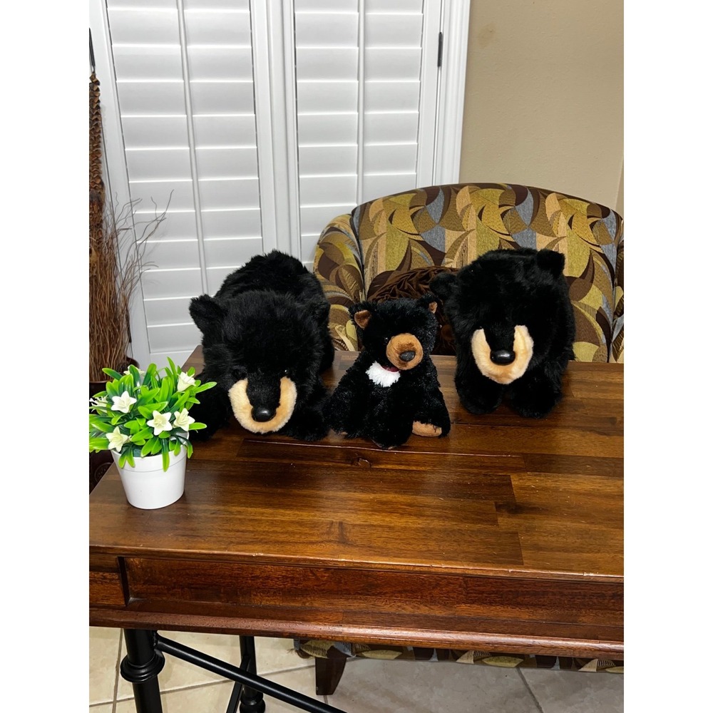 Douglas Cuddle Toys Black Bear Plush Stuffed Animal Realistic Forest Lot of 3
